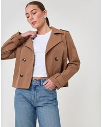 Threadbare - Double Breasted Cropped Trench Coat - Lyst