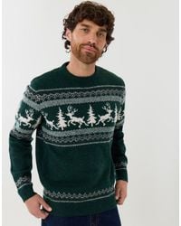 Threadbare - Reindeer Forest Fairisle Christmas Jumper - Lyst