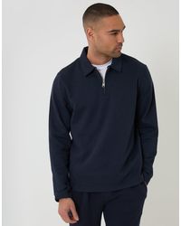 Threadbare - Quarter Zip Long Sleeve Polo Sweatshirt - Lyst