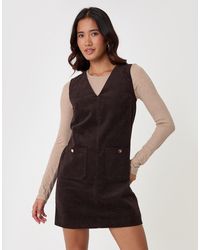 Threadbare - Corduroy V Neck Mini Dress - Lyst