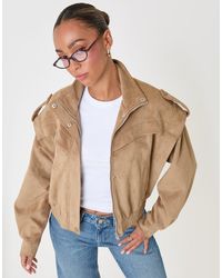 Threadbare - Faux Suede Cape Shoulder Bomber Jacket - Lyst
