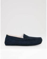 Threadbare - Faux Suede Faux Fur Lined Moccasin Slippers - Lyst