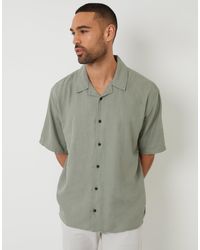 Threadbare - Relaxed Fit Linen Blend Revere Collar Short Sleeve Shirt - Lyst