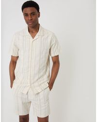 Threadbare - Chevron Stripe Textured Cotton Short Sleeve Shirt - Lyst