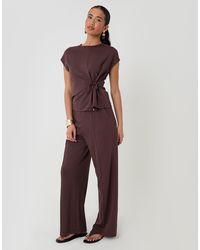 Threadbare - Relaxed Fit Tie Top & Wide Leg Trousers Set - Lyst
