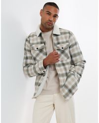 Threadbare - Cotton Flannel Shacket With Sherpa Collar & Lining - Lyst