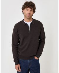 Threadbare - Cotton Rich Quarter Zip Long Sleeve Polo - Lyst