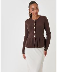 Threadbare - Crew Neck Peplum Cardigan - Lyst