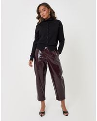 Threadbare - Faux Leather Barrel Leg Trousers - Lyst