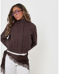 Threadbare - Faux Wool Funnel Neck Bomber Jacket - Lyst
