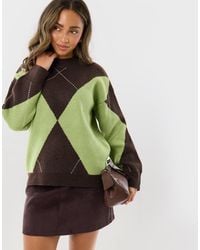 Threadbare - Diamanté Embellished Argyle Knitted Jumper - Lyst