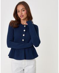Threadbare - Crew Neck Peplum Cardigan - Lyst