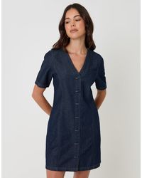Threadbare - Denim Button Up Mini Dress - Lyst