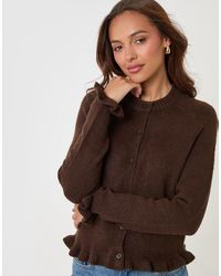 Threadbare - Crew Neck Ruffle Cardigan - Lyst