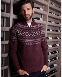 Threadbare - Fairisle Quarter Zip Knitted Jumper - Lyst