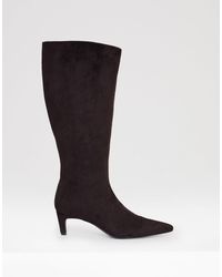 Threadbare - Faux Suede Kitten Heel Knee High Boots - Lyst