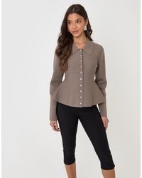 Threadbare - Compact Knit Peplum Cardigan - Lyst