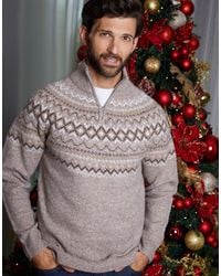 Threadbare - Fairisle Quarter Zip Knitted Jumper - Lyst