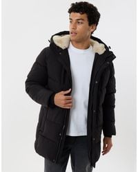 Threadbare - Showerproof Padded Jacket With Sherpa Lined Hood - Lyst
