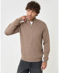 Threadbare - Diamond Cable Knit Quarter Zip Jumper - Lyst