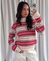 Threadbare - Fairisle Funnel Neck Christmas Jumper - Lyst