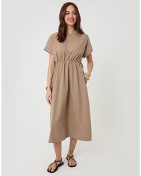 Threadbare - Kimono Sleeve Drawstring Waist Midi Dress - Lyst