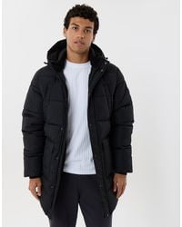Threadbare - Longline Showerproof Puffer Coat With Fleece-Lined Hood - Lyst