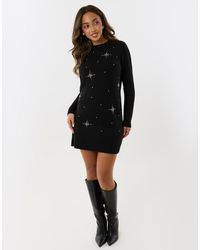 Threadbare - Star Embellished Knitted Mini Dress - Lyst