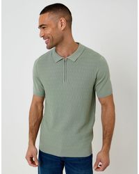 Threadbare - Textured Knit Quarter Zip Polo - Lyst