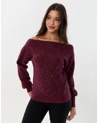Threadbare - Knitted Sequin Slash Neck Jumper - Lyst