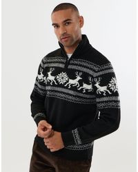 Threadbare - Reindeer Fairisle Christmas Jumper - Lyst