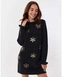Threadbare - Sequin Snowflake Mini Jumper Dress - Lyst