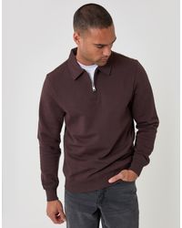 Threadbare - Cotton Rich Quarter Zip Polo Sweatshirt - Lyst