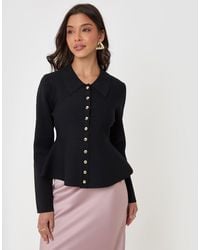 Threadbare - Compact Knit Peplum Cardigan - Lyst