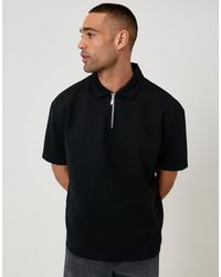 Threadbare - Oversized Quarter Zip Polo Shirt - Lyst