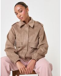 Threadbare - Faux Suede Collared Bomber Jacket - Lyst