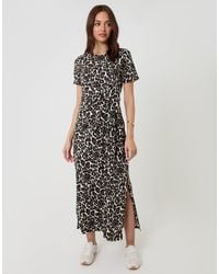 Threadbare - Tie Front Side Split Cotton Jersey Midi Dress - Lyst