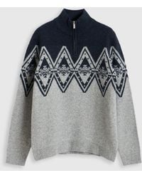 Threadbare - Diamond Fairisle Quarter Zip Christmas Jumper - Lyst