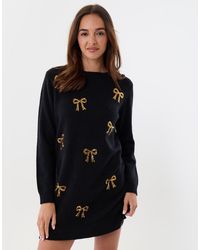 Threadbare - Bow Embellished Knitted Mini Dress - Lyst