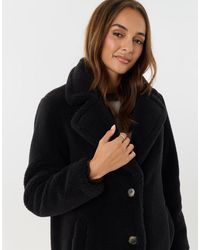 Threadbare - Longline Borg Teddy Coat - Lyst