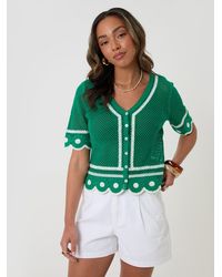Threadbare - Crochet Flower Hem Button Up Top - Lyst