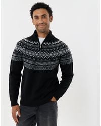 Threadbare - Fairisle Quarter Zip Knitted Jumper - Lyst