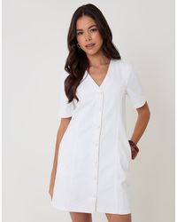 Threadbare - Denim Button Up Mini Dress - Lyst