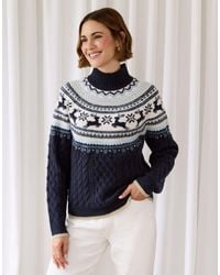 Threadbare - Reindeer Fairisle Cable Knit Christmas Jumper - Lyst