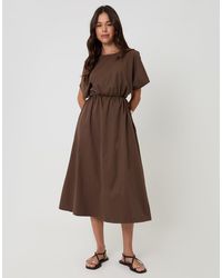 Threadbare - Kimono Sleeve Drawstring Waist Midi Dress - Lyst