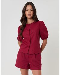 Threadbare - Linen Blend Puff Sleeve Top - Lyst