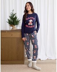 Threadbare - Petite Cotton Teddy Bear Print Christmas Pyjama Set - Lyst