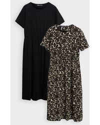 Threadbare - 2 Pack Pure Cotton Midi Smock Dresses With Pockets - Lyst
