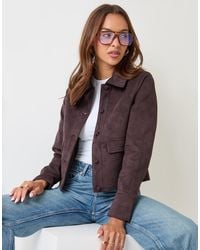 Threadbare - Faux Suede Collared Jacket - Lyst