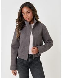 Threadbare - Faux Wool Funnel Neck Bomber Jacket - Lyst
